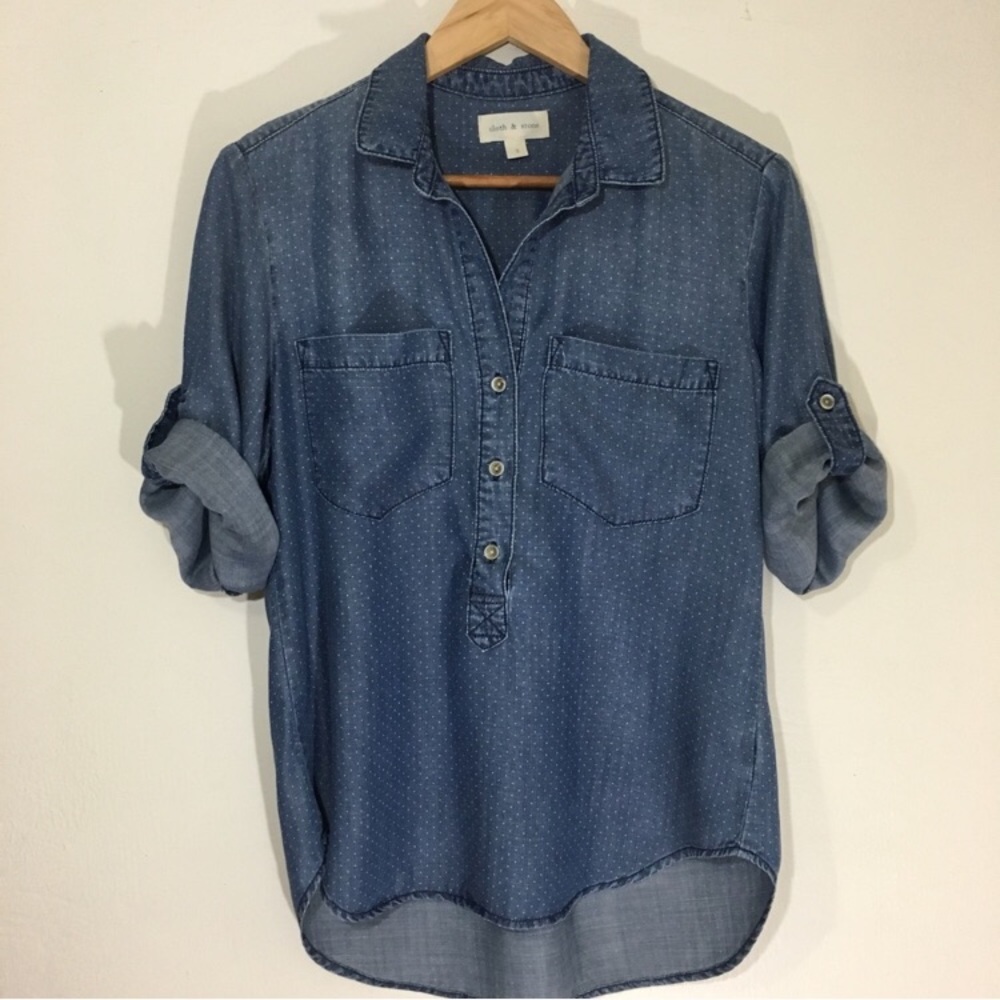 Anthropologie cloth & stone dotted tab sleeve top